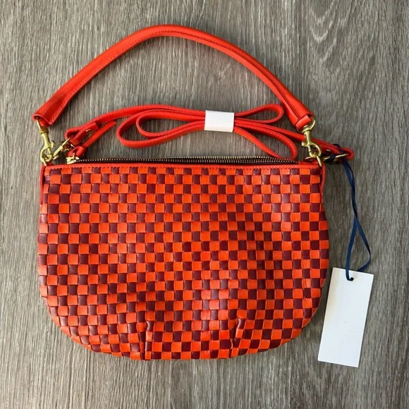 CLARE V PETIT MOYEN MESSENGER BAG in cherry red NWT - Picture 2 of 6